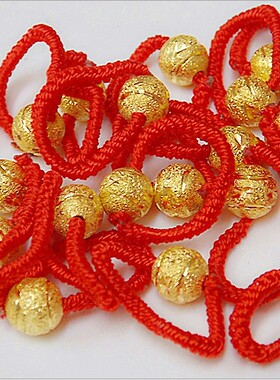 手工编织红绳路路通转运珠戒指