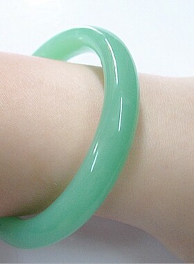 玻璃圆条青色仿翡翠玉镯子原厂