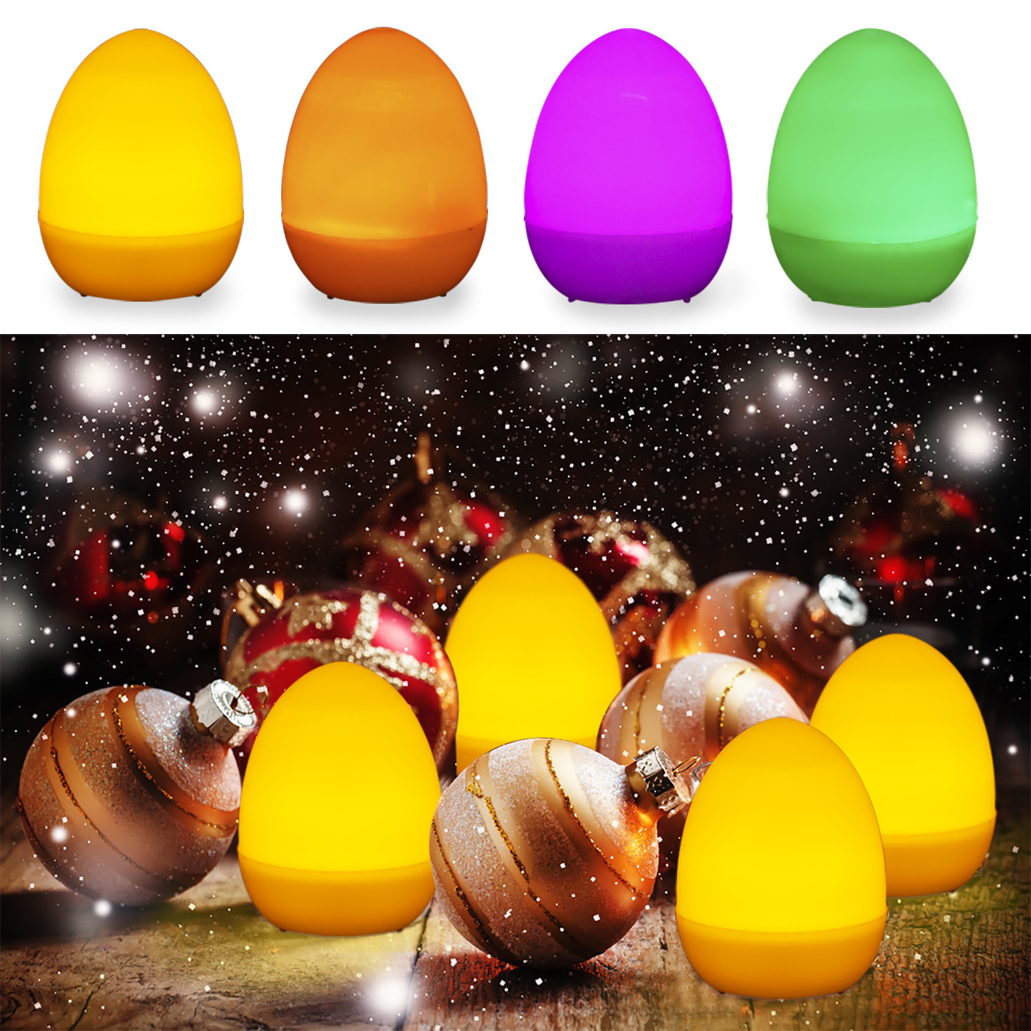 亚马逊新款复活节彩蛋塑料白色球led发光蛋玩具鸡蛋节日道具