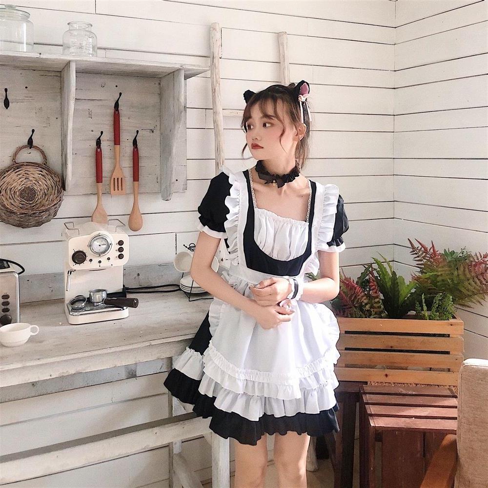 黑白女仆装cosplay服装洋装lolita哥特女巫 猫咪女佣装猫女连衣裙 - 图2