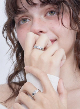 s999纯银欢喜猫咪夜光情侣对戒