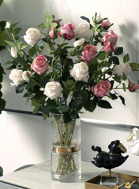 客厅玫瑰花束夏梵玫瑰花欧式绢花
