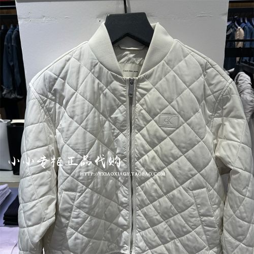 CK高级成衣系列正品 25春女士经典字母棒球领菱格棉服外套J224701 - 图0