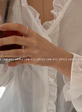 韩国进口925银 素圈 戒指 指关节细指环 简约戳花款 一个价