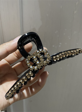 轻奢优雅闪钻气质盘发水钻花朵抓夹女后脑勺大号鲨鱼夹高级感发夹