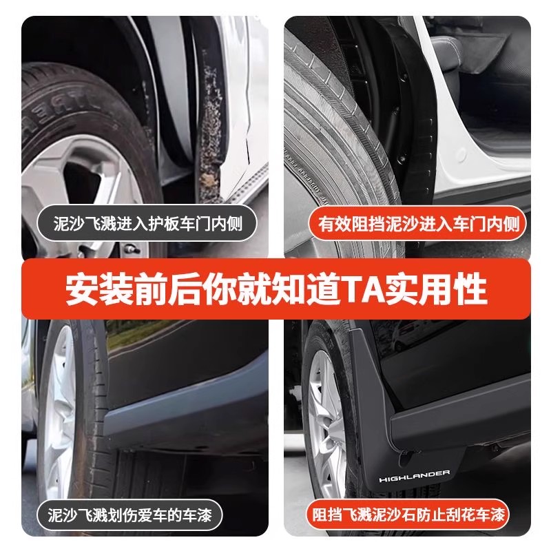 22-25款丰田汉兰达挡泥板皇冠陆放前后轮内衬挡泥皮改装专用配件 - 图1
