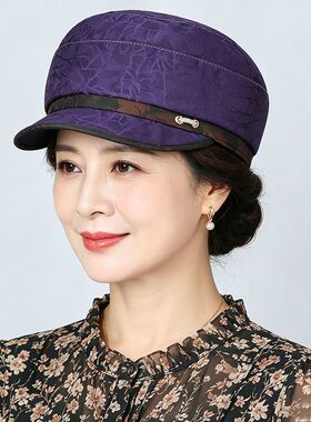 夏天妈妈鸭舌帽女中老年帽子春秋老人薄款布帽奶奶老太太时装帽子