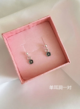 小花复古925纯银连体两个耳环
