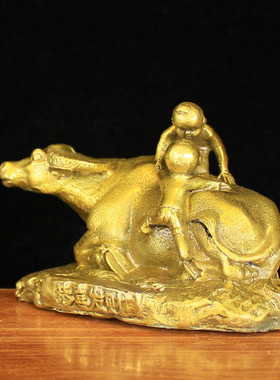 纯铜牧童骑牛摆件恭喜客厅