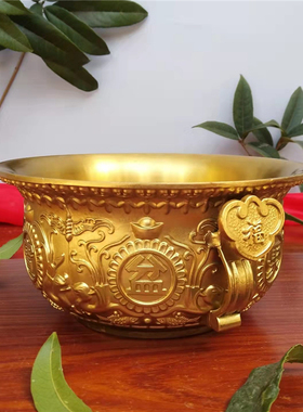 纯铜聚宝盆铜如意聚宝盆铜盆子家居装饰品客厅办公室桌面礼品摆放