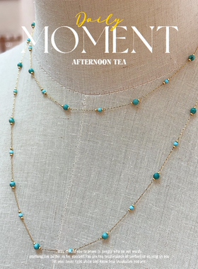 绿松石小米珠双层满天星锁骨链