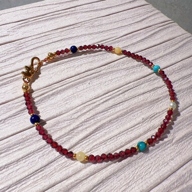 原创设计天然红石榴石手链