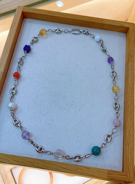 天然多巴胺925银长款项链毛衣链