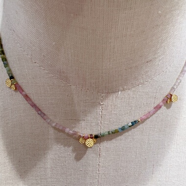 原创设计天然碧玺项链女款银镀金