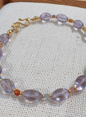 天然紫水晶多宝手链女款镀金手串