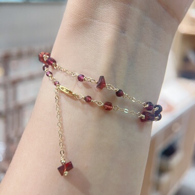 天然石榴石双圈链条手链