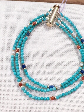 原创设计天然绿松石小米珠手链