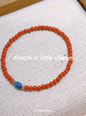 天然南红3mm柿子红手串新年