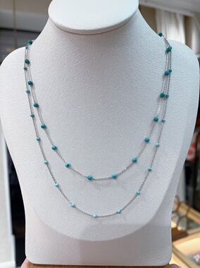 天然绿松石项链小众设计叠带ins