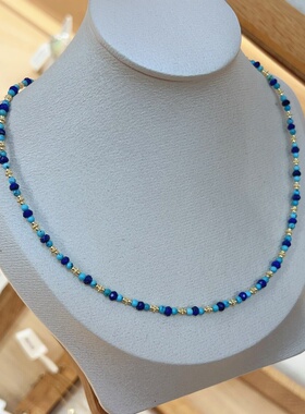 原矿绿松石小米珠新中式锁骨链