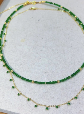 天然透辉石14k包金满天星项链