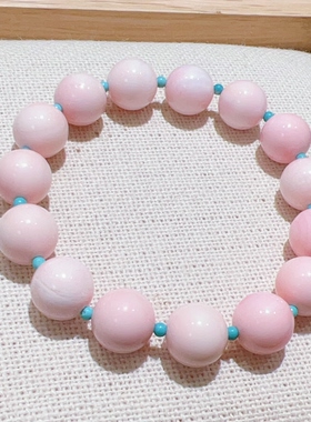 天然粉色女王贝绿松石手串原创女法式小众ins风叠戴10mm夏季度假