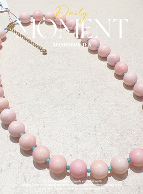 天然粉女王贝绿松石10mm锁骨链