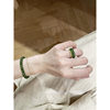 Natural clear water Hetian jade ring, spinach green jasper ring, fine jadeite gemstone ring, couple style gift