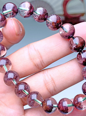 天然红幽灵手串 晶体干净聚宝盆红幽灵异象水晶  DIY水晶饰品