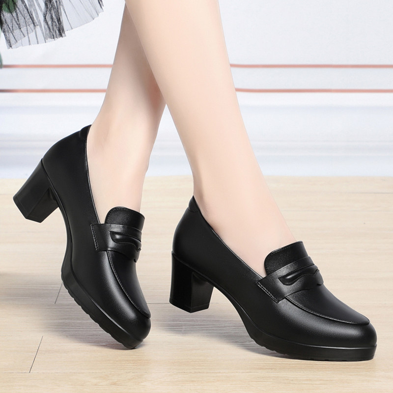2025黑色小皮鞋女春秋新款高跟单鞋女鞋真皮软底乐福鞋百搭妈妈鞋,淘宝优惠券,粉丝福利购,淘宝优惠卷