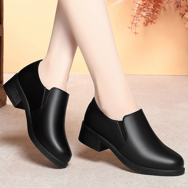 春秋新款深口妈妈单鞋女真皮软底中年女士皮鞋粗跟防滑工作鞋女鞋,淘宝优惠券,粉丝福利购,淘宝优惠卷