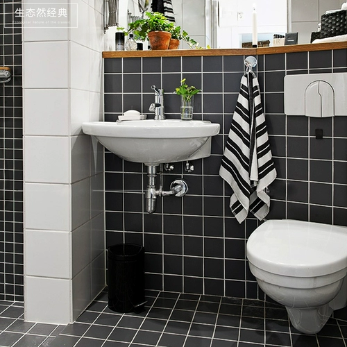 Северный стиль -все -тилевое черно -белое клетчатое настенное кирпичная мозаика маленькая квадратная плитка цветовая настенная плитка кухонная туалетная плитка на пол