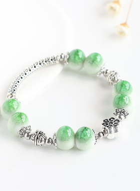 新中式民族风首饰景德镇瓷珠陶瓷串珠手链手串女夏季新款流行饰品