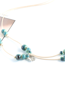 景德镇陶瓷项链女国风民族风古风毛衣链长款新中式蝴蝶吊坠锁骨链