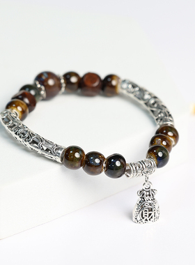 国潮民族风招财钱袋手链景德镇陶瓷串珠手串女复古文艺学生小饰品