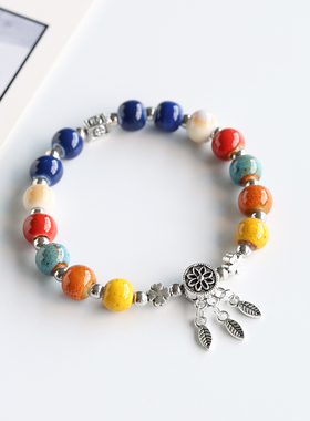 景德镇陶瓷手链瓷珠手串民族风串珠文艺学生闺蜜手绳古风首饰礼物