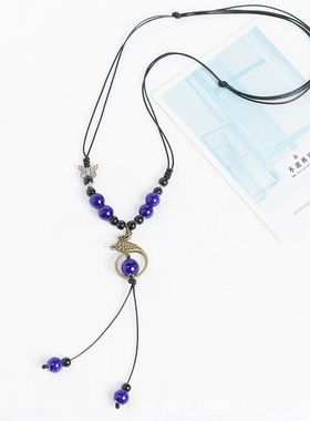 景德镇陶瓷项链女长款秋冬新款毛衣链民族风古风首饰品百搭显气质