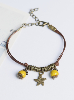 简约百搭古风汉服配饰小首饰学生夜市小礼品陶瓷手链瓷珠编织手串