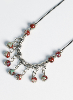 新中式异域陶瓷项链景德镇毛衣链锁骨链民族风饰品配饰闺蜜礼物女