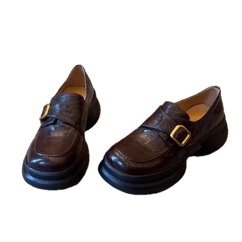 牛皮版~真皮厚底松糕增高乐福鞋女新款通勤英伦风小皮鞋复古单鞋,淘宝优惠券,粉丝福利购,淘宝优惠卷