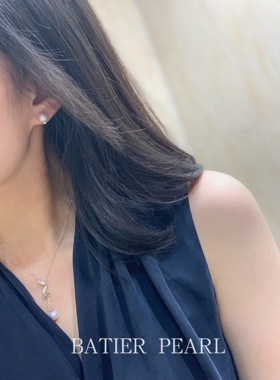 M同款 清晖 日本akoya海珠Y字可调节珍珠项链925银