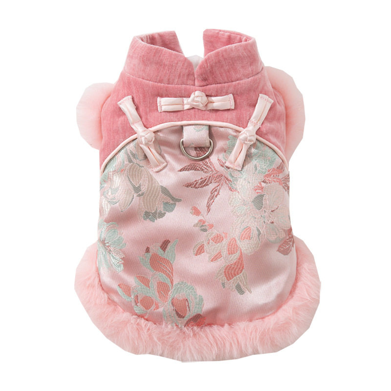 宠物新年衣服粉色花开富贵新年唐装马甲小型犬比熊泰迪狗衣服,淘宝优惠券,粉丝福利购,淘宝优惠卷