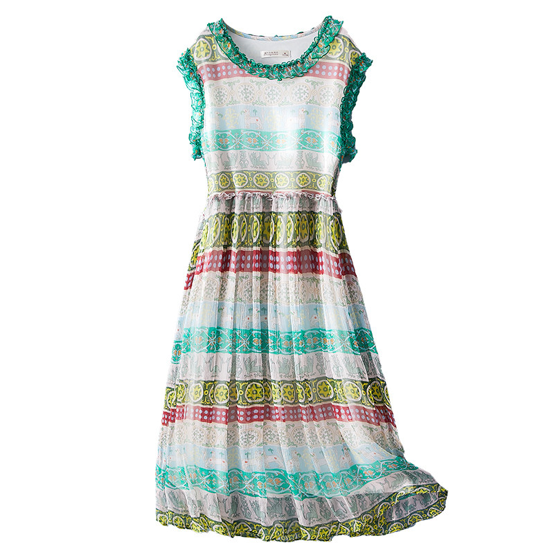 气质宽松桑蚕丝真丝连衣裙2025新款女夏无袖遮肚显瘦印花裙子7192,淘宝优惠券,粉丝福利购,淘宝优惠卷