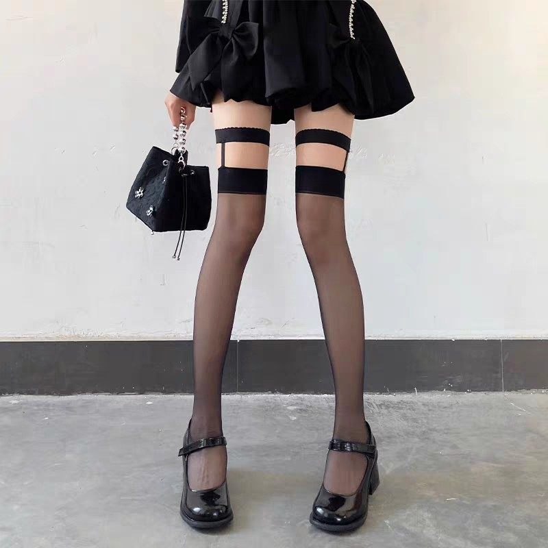 春夏新款纯欲黑丝御姐风格腿环吊带丝袜性感薄款透肤百搭过膝丝袜,淘宝优惠券,粉丝福利购,淘宝优惠卷