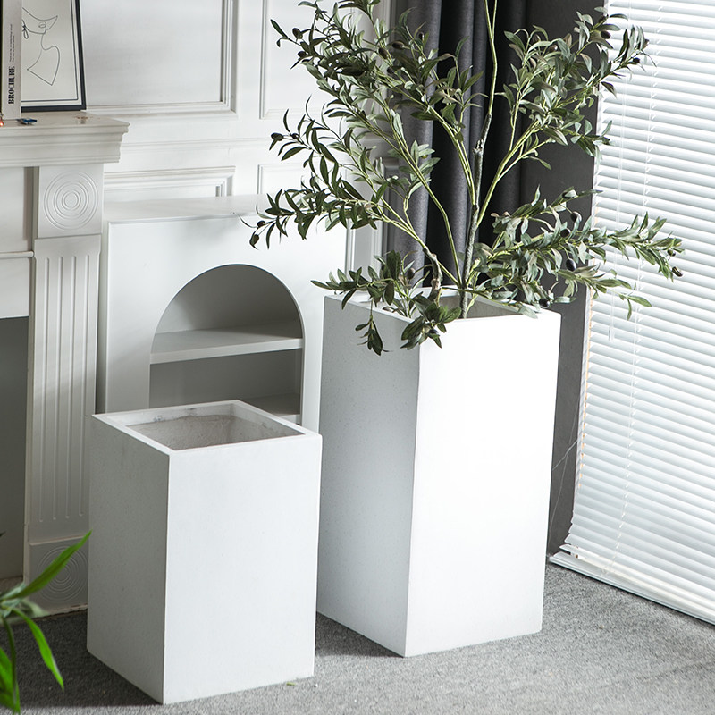 北欧极简镁泥方形高款落地花盆琴叶榕天堂鸟侘寂风落地像果花器,淘宝优惠券,粉丝福利购,淘宝优惠卷