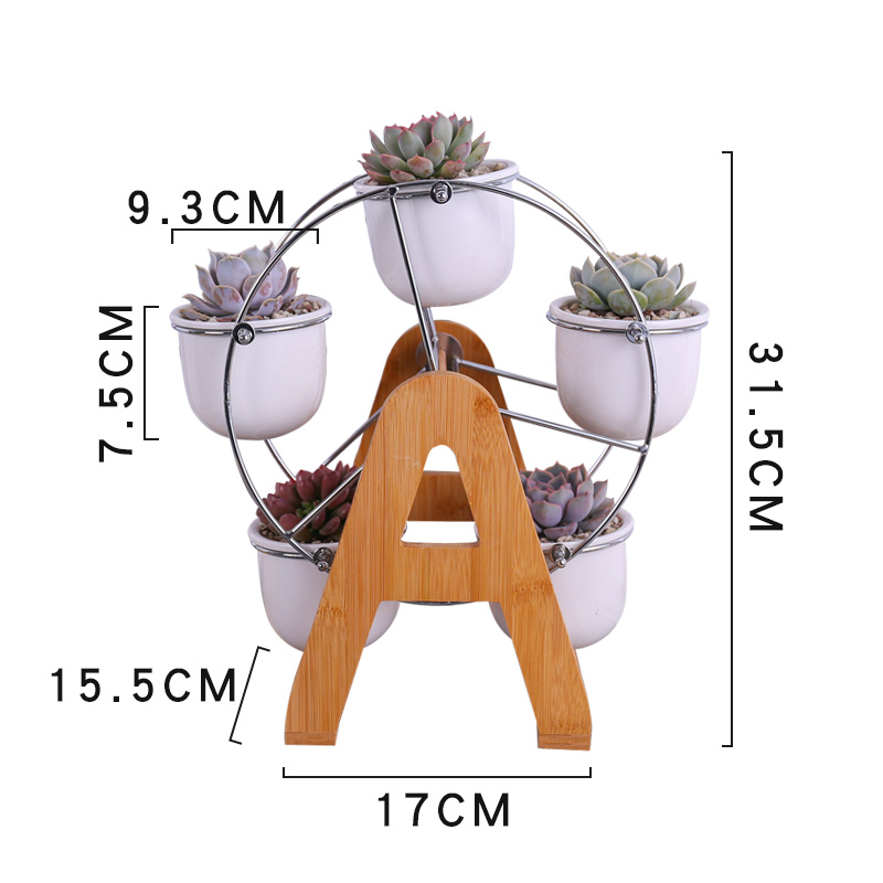 MiMiHome多肉植物组合创意摩天轮花盆支架室内迷你小白色陶瓷包邮 - 图2