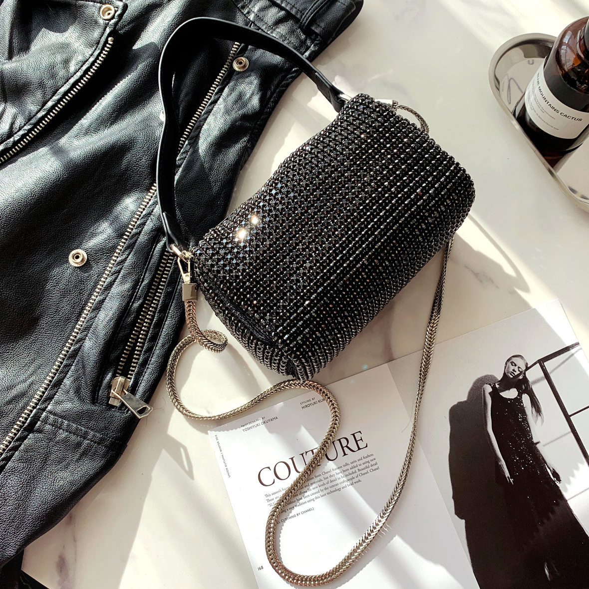 大王手机女斜挎链条迷你同款水钻包 banff女士包袋