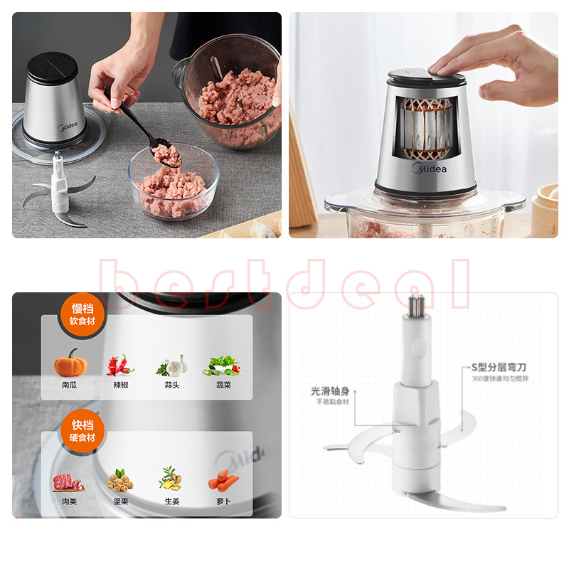 Midea grinder electric meat food chopper processor blender2L - 图1