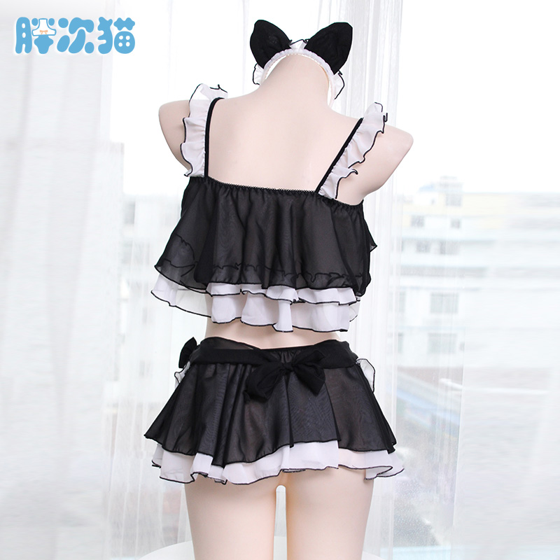 超可爱好可~雪纺猫女郎套装睡裙荷叶边睡衣猫咪内衣性感女仆套装,淘宝优惠券,粉丝福利购,淘宝优惠卷