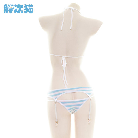 Suspender striped bikini super small strappy pajamas